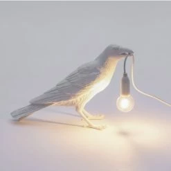 Seletti White Resin Bird Waiting Lamp