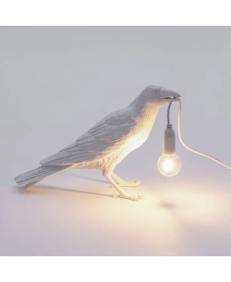 Seletti White Resin Bird Waiting Lamp