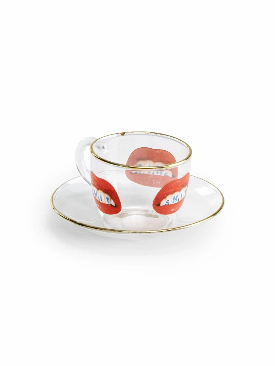 Seletti Clear and Gold "S H I T" Coffee Cup