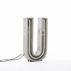 Seletti Neon Letters Alphacrete, Three Letter Combination Y, O And U, Cement