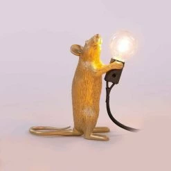 Seletti Gold Standing Mouse Lamp