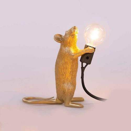 Seletti Gold Standing Mouse Lamp