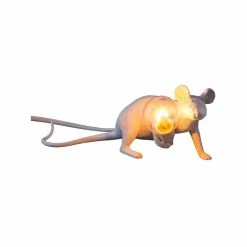 Seletti White Lie Down Squatting Mouse Lamp