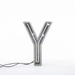 Seletti Neon Letters Alphacrete, Three Letter Combination Y, O And U, Cement