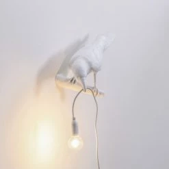 Seletti White Resin Bird Looking left Lamp