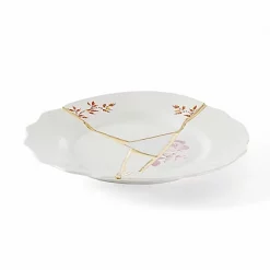 Seletti Kintsugi Dessert Plate with Golden Details