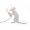 Seletti White Resin Sitting Mouse Lamp