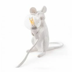 Seletti White Sitting Mouse Lamp