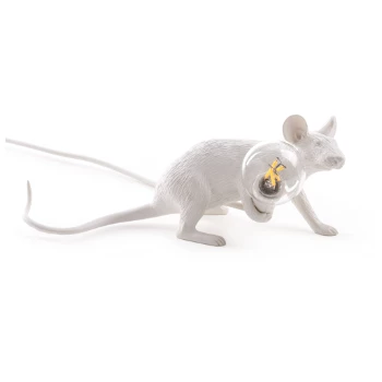 Seletti White Lie Down Mouse Lamp with Bulb