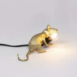 Seletti Gold Mouse Lamp Lop-Lying Down