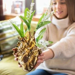 Seletti Porcelain Gold Heart Vase