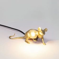 Seletti Gold Mouse Lamp Lop-Lying Down