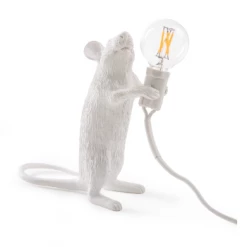 Seletti White Standing Mouse Lamp with Bulb