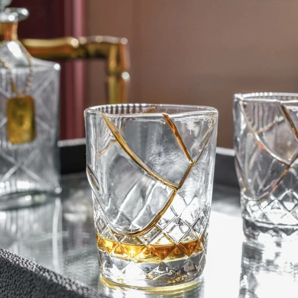 Seletti Kintsugi Glass And Fine Gold Tumbler