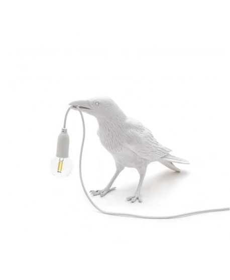 Seletti White Resin Bird Waiting Lamp