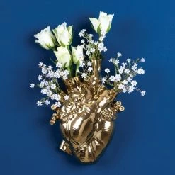 Seletti Gold Love In Bloom Heart Vase