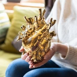Seletti Porcelain Gold Heart Vase
