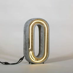 Seletti Neon Letters Alphacrete, Three Letter Combination Y, O And U, Cement