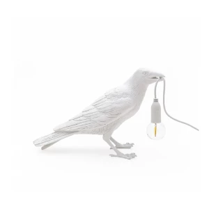 Seletti White Resin Bird Waiting Lamp