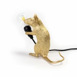 Seletti Gold Sitting Mouse Lamp