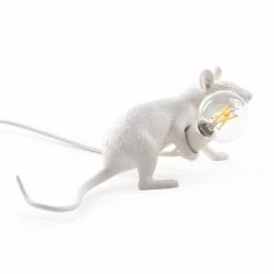 Seletti White Lop Lying Down Mouse Lamp