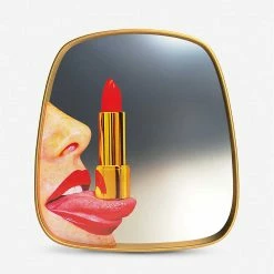 Seletti Mirror with Gold Frame Tongue
