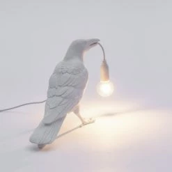 Seletti White Resin Bird Waiting Lamp