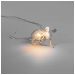 Seletti White Lie Down Mouse Lamp with Bulb