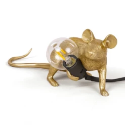 Seletti Gold Lying Mouse Lamp