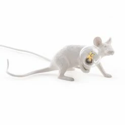 Seletti White Lop Lying Down Mouse Lamp
