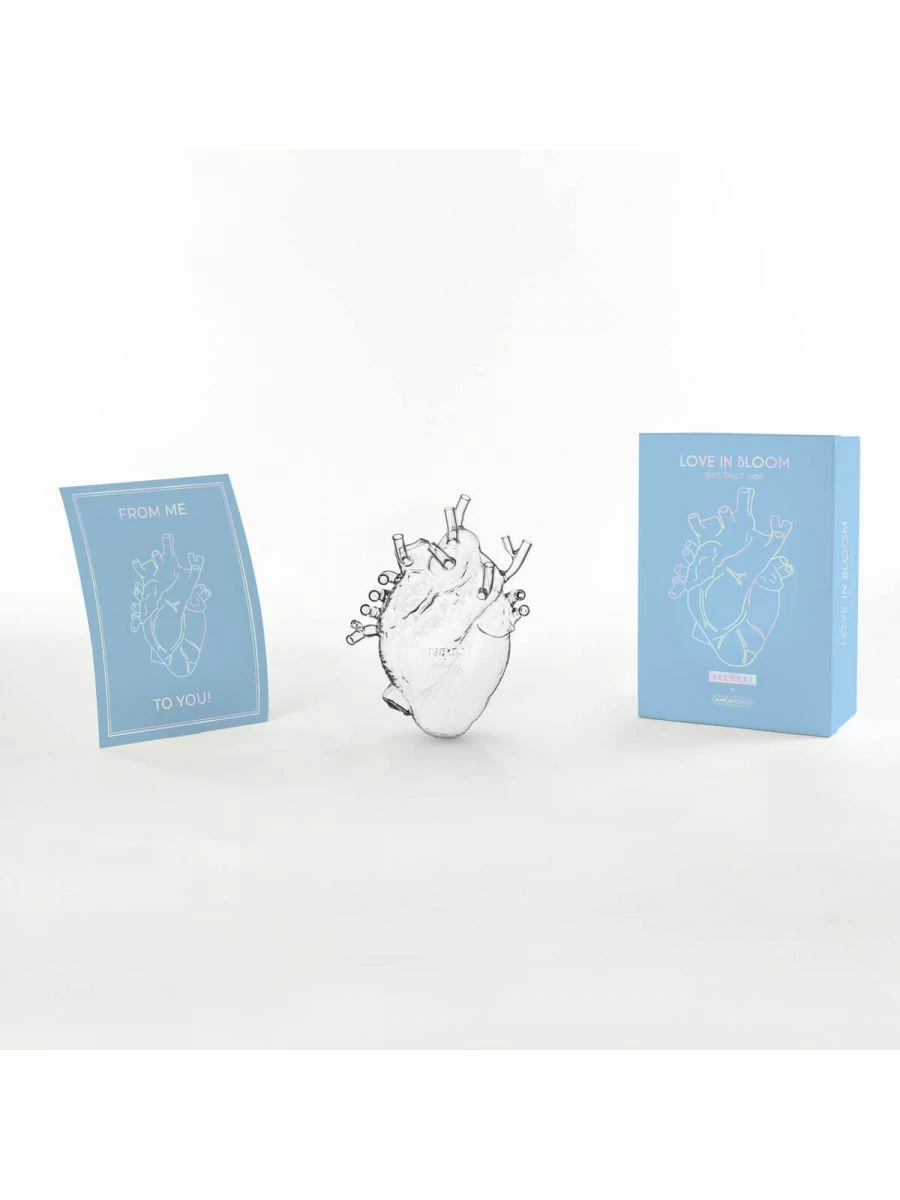 Seletti Love in Bloom Glass Heart Vase