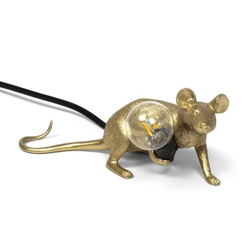 Seletti Gold Laying Mouse Lamp