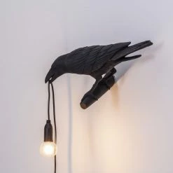Seletti Bird Lamp Black Looking Left