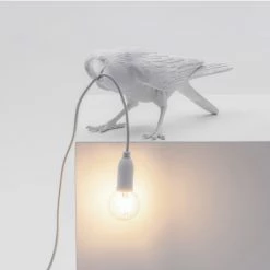 Seletti White Resin Bird Playing Lamp