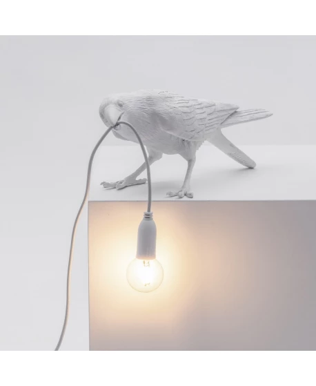 Seletti White Resin Bird Playing Lamp