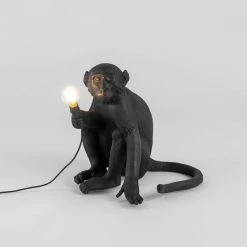 Seletti Black Sitting Monkey Lamp