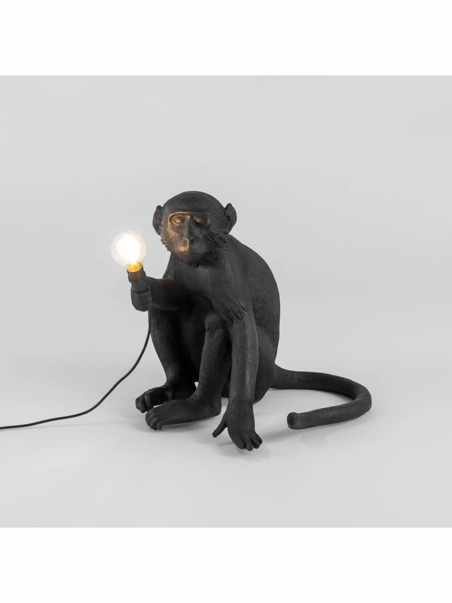 Seletti Black Sitting Monkey Lamp