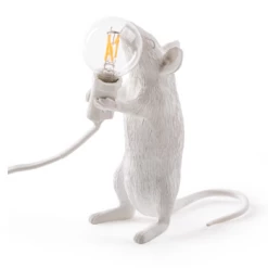 Seletti White Standing Mouse Lamp with Bulb