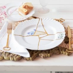 Seletti Hand Painted 24 Carat Gold Kintsugi Plate