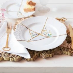 Seletti Hand Painted 24 Carat Gold Kintsugi Plate