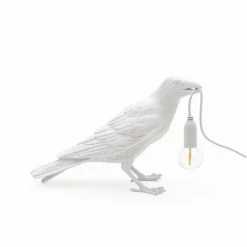 Seletti White Resin Bird Waiting Lamp