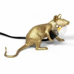 Seletti Gold Laying Mouse Lamp