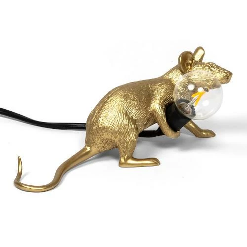 Seletti Gold Laying Mouse Lamp