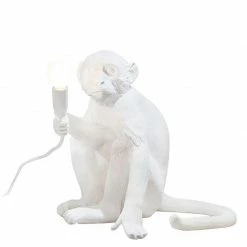 Seletti White Sitting Monkey Lamp